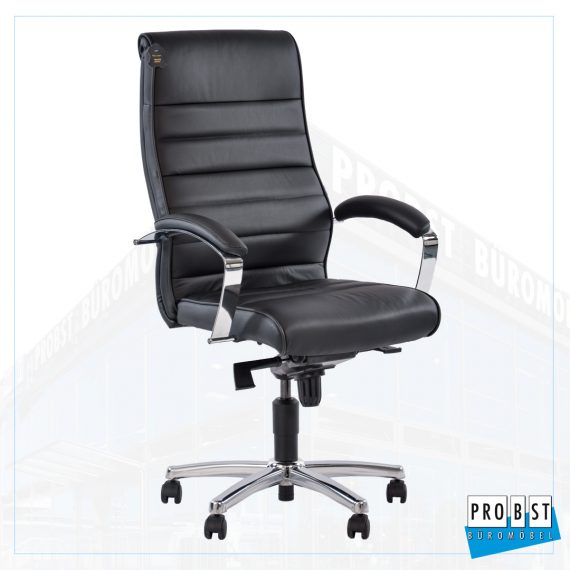 Bürodrehstuhl Leder schwarz