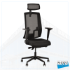 Ergonomischer Stoffdrehstuhl 3141 in Schwarz mit Netzrücken und Kopfstütze Ergonomischer Stoffdrehstuhl 3141 in Schwarz mit Netzrücken und Kopfstütze