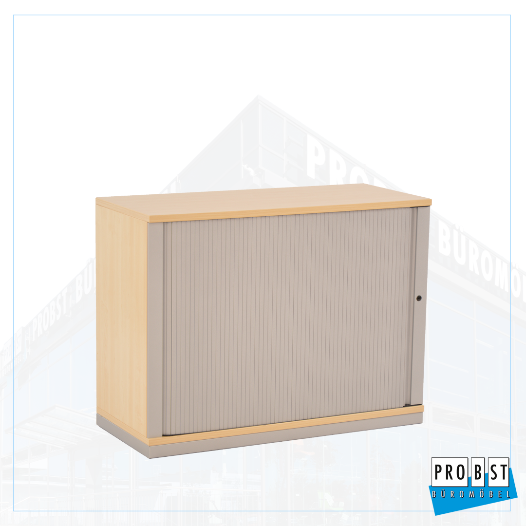 2OH Rolloschrank Steelcase ahorn/silber 100cm